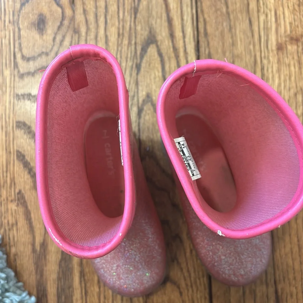 Carter's toddler girl pink sparkle rain boots - size 7